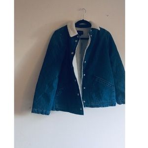 J Crew Denim Sherpa Lined Swing Jacket